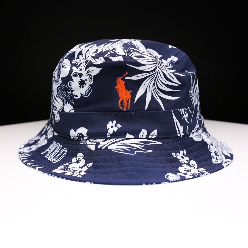 NWT Polo Ralph Lauren Floral Bucket Hat – Navy Hawaiian Aloha Print, Sz S/M